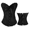 Miniatyrbilde 1 av 5: Kvinners midjeinnstrammer med blonder og snøring - korsettform - shapewear - svart (4XL)