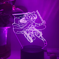 Miniatyrbillede 1 af 5: Anime Levi Ackerman Natlys med 16 Farver Fjernbetjening 3D Illusion Lampe til Drenges Dekorationer -- Sort Sæde