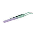 Miniatyrbillede 5 af 11: Lash Tweezers i rustfrit stål med stramt greb, buet, til eyelash extensions, grøn-lilla gradient