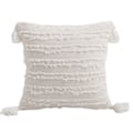 Miniatyrbillede 1 af 5: Pudebetræk 18x18 tommer Stribet Jacquard Bomuld Linned Dekorative Pudebetræk til Hjemmeindretning Sofa Landlig Stue Soveværelse（Hvid）