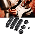 Miniatyrbild 11 av 11: Gitarr pickup-kåpa ratt set 6 hål enkel spole 2 ton 1 volym switch spets ersättningsdelar för Fender svart