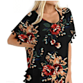 Miniatyrbillede 1 af 4: Kvinders Chiffon Badetøj Strand Badetøj Cover Ups til Badetøj --- Sort Blomst L（Størrelse XL）