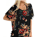 Pikkukuva 1 / 4: Naisten Chiffon Uimapuku Ranta Uimapuku Peitemekko Uimapuvulle --- Musta Kukka L（Koko 2XL）