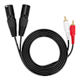 Miniatyrbilde 2 av 10: 1,5 m mikrofon profesjonell 3-pin dobbel XLR hann til dobbel RCA hann patchkabel