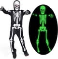 Barn Skelettkostyme Gløder i Mørket Skjeletter Halloween Skelettkostymer for Gutter og Jenter 5-7years