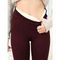 Miniatyrbild 1 av 4: Varma och mjuka leggings med Sherpa-foder, stretchiga leggings med hög midja, vardagskläder för kvinnor red XXL