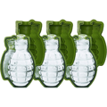 3-pack 3D Granat Isbitsform, Grön Silikon Handgranatformad Isbollsbricka för Whiskey, Nyhet Ismaskin Present för Män och Mi