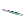 Miniatyrbillede 3 af 11: Lash Tweezers i rustfrit stål med stramt greb, buet, til eyelash extensions, grøn-lilla gradient