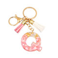 Miniatyrbillede 1 af 2: Sød initial nøglering A-Z bogstav glitrende glitter nøglering premium taske charm nøglering tilbehør (Q,2PCS)