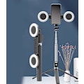Miniatyrbillede 1 af 7: Selfie Stick, Ny 6 i 1 Bluetooth Selfie Stick med Lys, Foldbar Selfie Stick Tripod (Sort, Dobbelte Udfyldningslys)