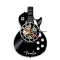 Miniatyrbild 1 av 7: 12-tums vinyl väggklocka vardagsrum studie retro gitarr cd skivväggklocka ljudlös anpassad klocka