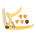Miniatyrbild 10 av 11: Elektrisk gitarr capo ABS snabb frigöring Ukulele gitarr capo set med 5PCS gitarr plektrum för mandolin banjo gul
