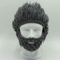 Miniatyrbillede 5 af 7: Hæklet Vinterhue med Skæg - Håndlavet Varmt Hætte Til Ski, Sjov Maske Beanie Til Mænd Kvinder, A