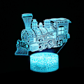 Miniatyrbillede 2 af 5: 7 farveskiftende natlampe 3D atmosfære pærelys 3D visuel illusion LED-lampe til børnelegetøj julefødselsdagsgaver (tog)
