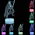 Miniatyrbilde 3 av 5: WJ 3D illusjonsnattlys fire mønster 16 fargeendring dekorlampe skrivebordslampe lampe for barn barn superhelt 3 Darth Vader-gruppen
