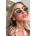 Miniatyrbillede 6 af 6: Retro Ovale Solbriller til Kvinder Chic Cat Eye 90'er Solbriller Letvægts Smalle Shades Trendy UV-beskyttelse Solbriller Khaki Frame - Brown Lens