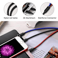 Miniatyrbild 5 av 5: Multiladdningskabel, Multiladdningskabel Nylon Flätad 3 i 1 Laddningskabel Multi USB-kabel Snabbladdningskabel med Typ-C, Micro USB och IP-port,