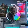 Miniatyrbilde 8 av 8: USB-spillsett for spill med mikrofon for PC, RGB-regnbuebakgrunnsbelysning, virtuell 7.1-surroundlyd, 50 mm driver, myke minneskumøreputer, kablet bærbar PC