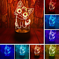 Miniatyrbillede 1 af 5: Kattelampe 3D LED Optisk Illusion Soveværelses Dekoration Bordlampe med Fjernbetjening 7 Farver Skift Dæmpbar Akryl Visuel Natlys Fødselsdag