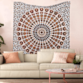 Pikkukuva 3 / 3: Wekity Hippie Bohemian Psykedeelinen Kulta-Sininen Peacock Mandala Seinävaate Vuodevaate Tapetti (Oranssinruskea, Koko: 59.1\" x 78.7\")