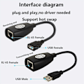Miniatyrbilde 3 av 5: Usb til Rj45 forlengelsesadapter over Rj45 Ethernet Lan Splitter-kabel Usb 2.0