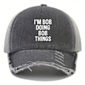 Pikkukuva 1 / 2: Unisex-baseballlippis I'M BOB DOING BOB THINGS -painatuksella, pesty isän hattu, yksivärinen, kulutettu, säädettävä hip hop -aurinkohattu naisille ja miehille