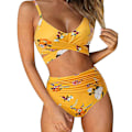 Miniatyrbillede 1 af 4: Damer Wrap Bikini Sæt Push Up Høj Talje Todelt Badetøj Split Slangeskind Print Badetøj til Svømning Vandsport (Ayaka) M