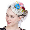 Miniatyrbillede 5 af 5: Festmiddag Bryllup Mesh Glamourøs Hat Damer Ny Millinery Fancy Blomst Bryllup Tiara Brud Damer Banket (Farve: Beige)