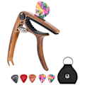 Miniatyrbild 1 av 11: Gitarr Capo Plektrum Set Legering Trä Korn Blank Universal Capo med Plektrum Väska för Prestanda