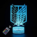 Miniatyrbild 1 av 5: Attack on Titan Figurer 3D Nattlampa AOT för Pojkar Barn 3D Lampa Ljus Vit Bas Julgåvor Rum Led 16 Färger Fjärrkontroll för B