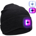 Pikkukuva 2 / 5: LED-talvihattu Miesten talvihattu LED-pipo 4 LED-valoa Päälampun pipo LED-päälampun talvinen neulottu hattu musta