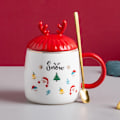 Miniatyrbild 5 av 5: Söt mugg Jul Kaffeemugg, Högkvalitativt keramiskt material, Hög temperaturbeständig, 15oz med 3D-lock och sked, Julgåva, Snöflinga