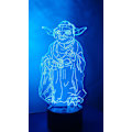 Miniatyrbilde 1 av 5: Master Yoda 3D nattlys LED illusjonslampe nattbord skrivebordslampe, 7 fargeendrende lys med akryl flat & ABS base & USB kabel