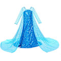 Miniatyrbillede 2 af 8: Luksuriøse Prinsessekjole Kostumer Med Skinnende Lang Kappe Piger Fødselsdagsfest 4-5 Years Blue