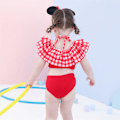 Miniatyrbillede 3 af 7: Pige Floral Print Badetøj Ruffle Flounce Todelt Badetøj Egnet til 2-3 År