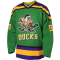 Pikkukuva 2 / 4: Miesten Mighty Ducks 96 Charlie Conway 99 Adam Banks 33 Greg Goldberg Elokuva Jääkiekkopaita Vihreä 99  L