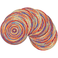 Miniatyrbilde 1 av 8: Runde flettede plassmatter, sett med 8, vaskbare, 15 tommer runde bordmatter, fargerike, vevde plassmatter for spisebord (Regnbue Rainbow Red 8