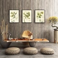 Miniatyrbilde 4 av 7: Wekity Blad og Tekst Veggkunst Lerretstrykk Plakat, Enkelt Retro Naturkunst Blekktegning Dekor for Hjem Stue Soverom Kontor (Sett med 3 Uinnrammet,