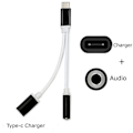 Pikkukuva 2 / 5: Musta USB-C-3,5 mm:n äänikaapeli, USB-C-puhelimen lataussovitin