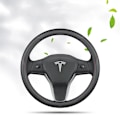 Miniatyrbild 2 av 5: Passar till Tesla Model 3/Y/Model X/S rattöverdrag - Tesla special rund (vit linje) med logotyp - 36cm/1 förpackning