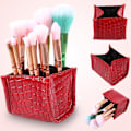 Miniatyrbillede 10 af 11: 1 stk. Kosmetik Makeup Penselholder Taske Etui PU Læder Opbevaringsarrangør Make Up Værktøj Rød
