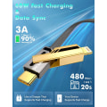 Pikkukuva 4 / 5: 4-in-1 USB-C-kaapeli Lightning-kaapeli 60W [Nopea lataus ja datan synkronointi] Litteä punottu sotkeutumaton iPhone-latauskaapeli tarralla (keltainen)