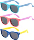 3-pakke solbriller for barn, polariserte solbriller for gutter og jenter Blue+light Blue+pink Purple