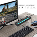 Miniatyrbild 4 av 5: Multi USB Hub Splitter, 7-Port USB 2.0 Hub för bärbar dator, USB Port Expander med On/Off individuell switch kompatibel för alla USB enheter, 4-pack
