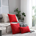 Miniatyrbillede 5 af 9: Pudebetræk 20x20 Jule Dekorative Sæt af 2 Solid Supersoft Cordfløjl Striber Firkantede Pudebetræk, 20 x 20 tommer (50cm), Rød