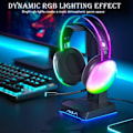 Miniatyrbilde 4 av 8: USB-spillsett for spill med mikrofon for PC, RGB-regnbuebakgrunnsbelysning, virtuell 7.1-surroundlyd, 50 mm driver, myke minneskumøreputer, kablet bærbar PC