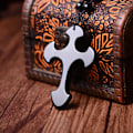 Pikkukuva 5 / 5: Obsidian-ristikaulakoru amulet-riipus helmiketjulla naisille tai miehille