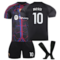 Miniatyrbillede 1 af 6: Barcelona MESSI #10 udebanetrøje, 23-24 FCB fælles specialudgave sort børne- og voksenfodboldtræningstrøje, julegave, fødselsdagsgave 20 No.10M
