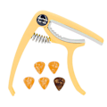 Miniatyrbild 7 av 11: Elektrisk gitarr capo ABS snabb frigöring Ukulele gitarr capo set med 5PCS gitarr plektrum för mandolin banjo gul