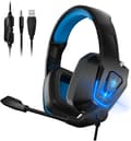 Trådbundet spelheadset, trådbundet PC-headset för Xbox One, PS5, PS4, bärbar dator, Switch, H2 Over-Ear-spelhörlurar med brusreducering Mi